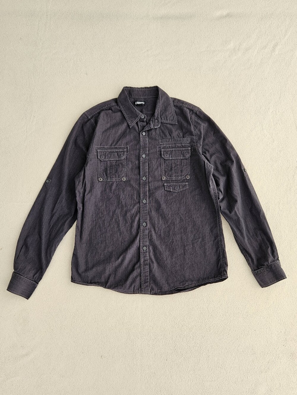 Alkemy Men's Dark Gray Button-Down Long Sleeve Shirt Size M